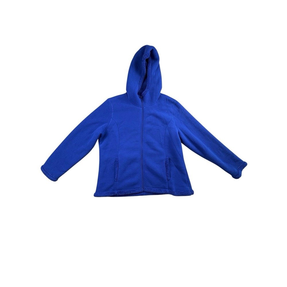 Faded Glory Womens 2X Rio Blue Sherpa‎ Lined Fleece Hoodie Jacket Zip Up
